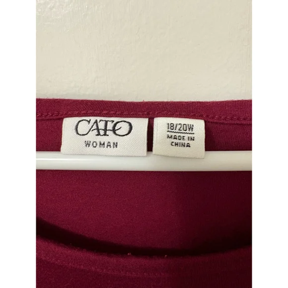Cato Maroon women's silver beaded accent top size 18 -20 - Picture 10 of 12